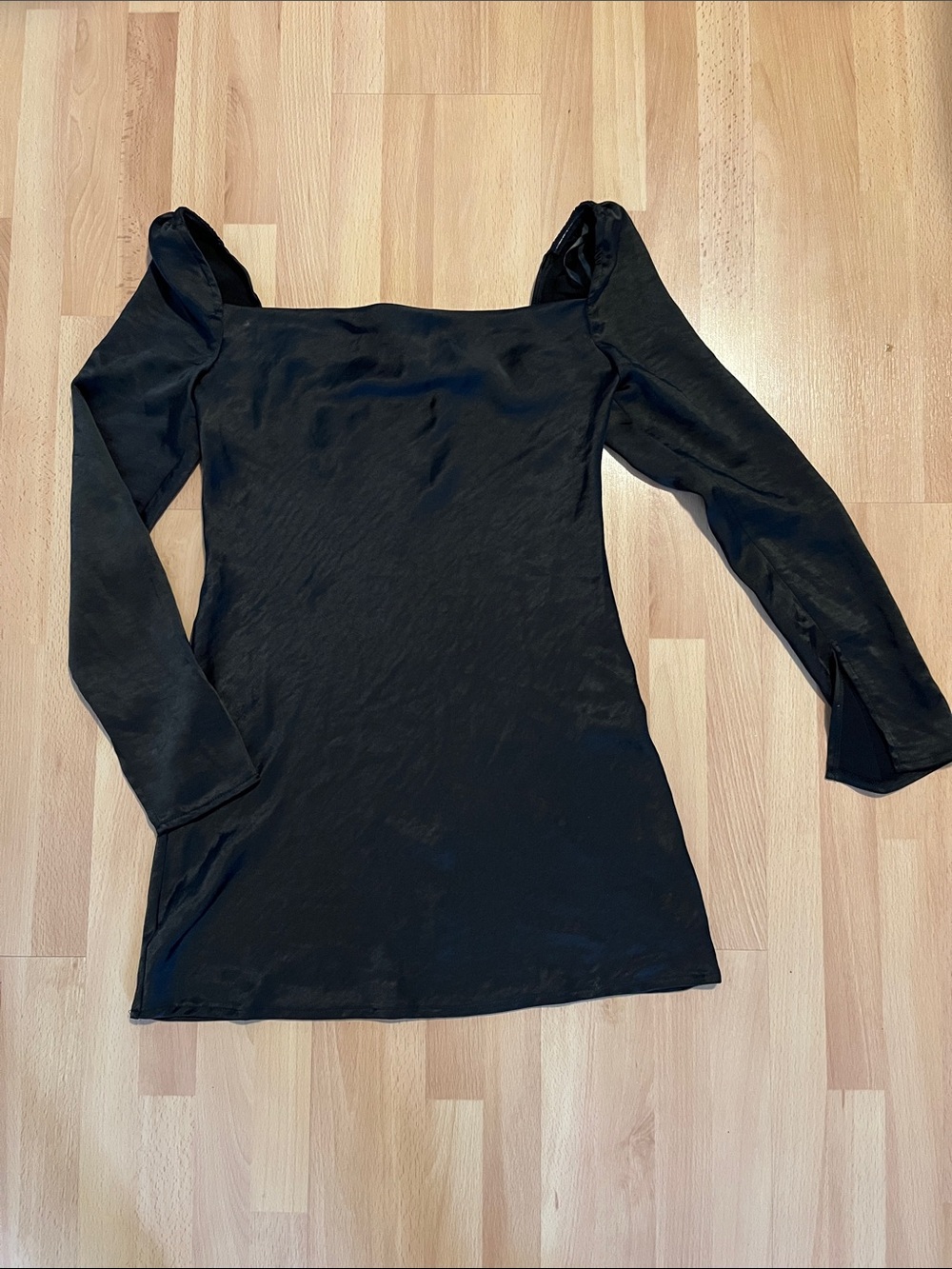 Princess Polly Black Long-Sleeve Square Neck Mini Dress